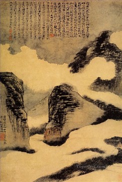 Chino Painting - Montañas Shitao en la niebla 1702 chino antiguo